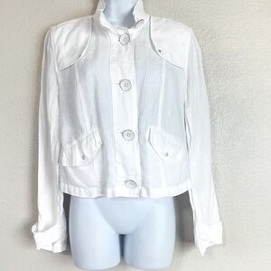 CAbi Cloud Topsider Topper Linen Jacket Size S